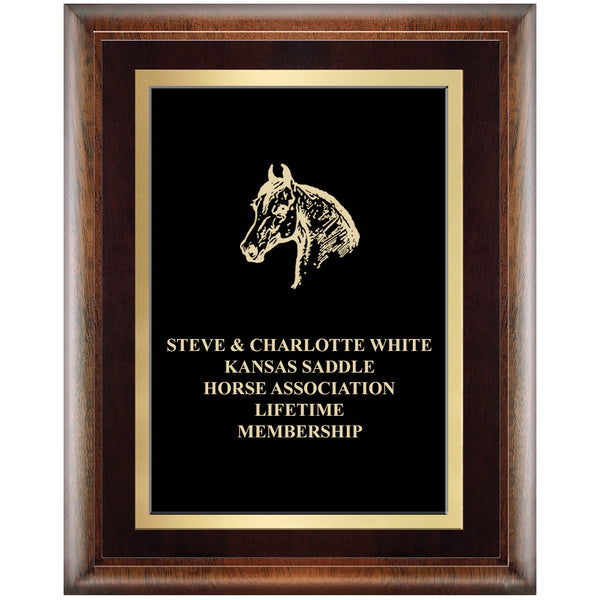 8" x 10" Custom Espresso Plaque With Double Gold Plate