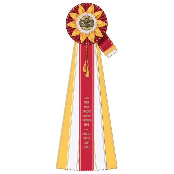 Jersey 5 Rosette Award Ribbon, 6-1/2" Top