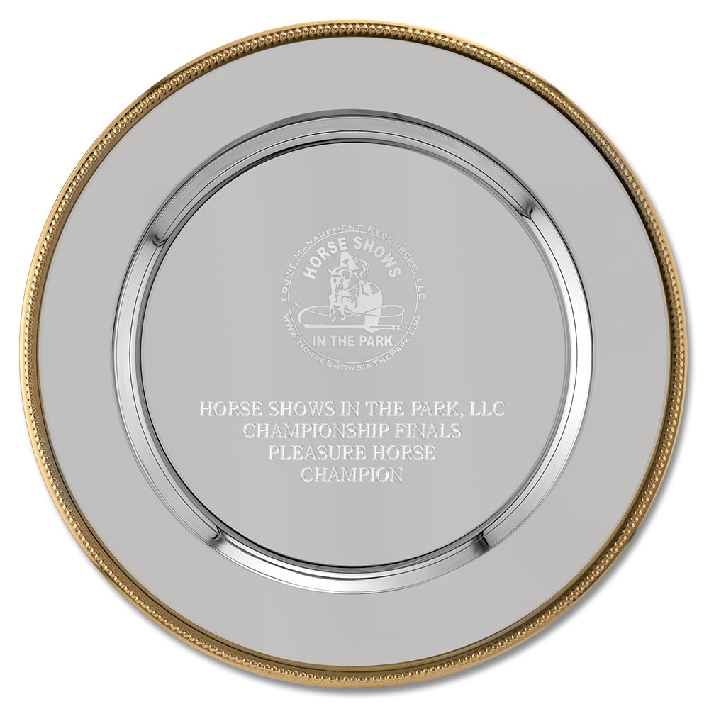 Silver Charger Award Tray w/ Gold Border | Hodges Badge Co.