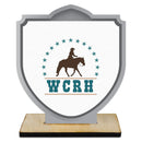 5" Shield Shape Birchwood Award Trophy With Birchwood Base