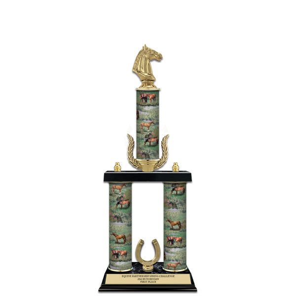 20" 3 Column Award Trophy With Wreath & Trim