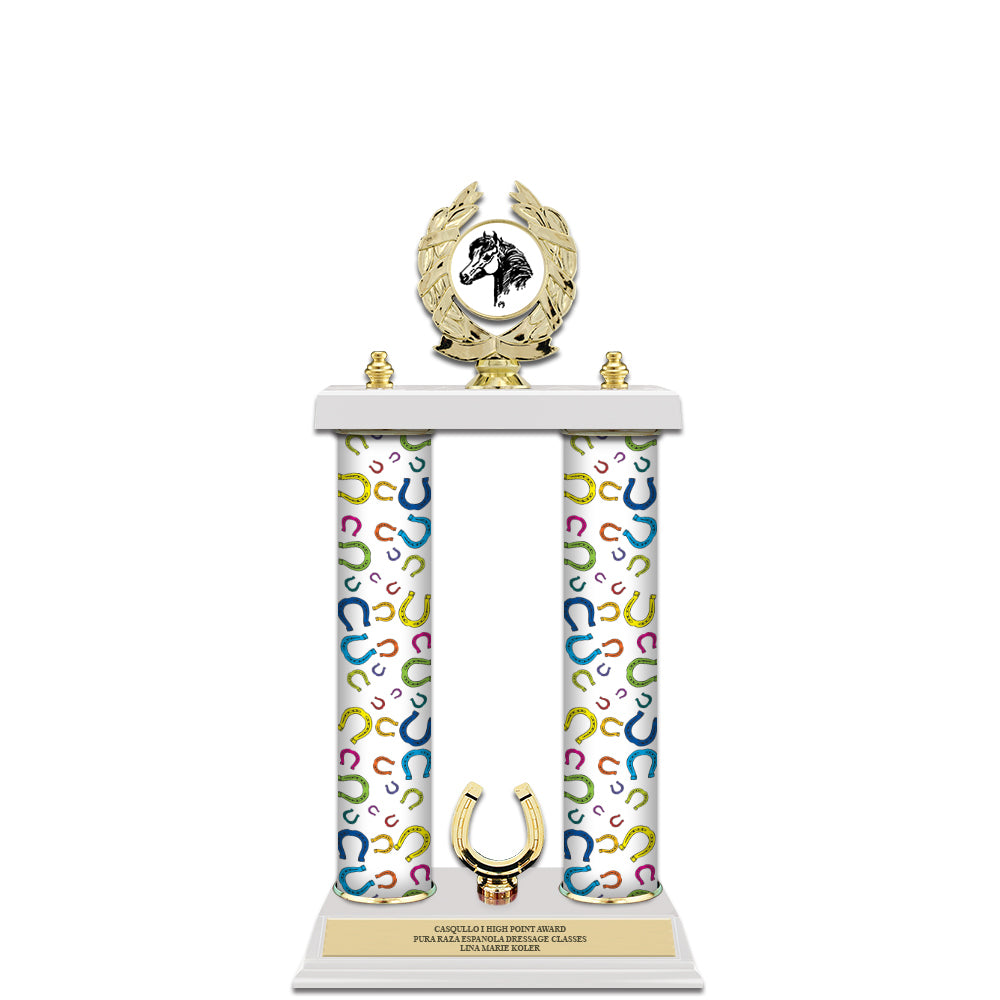 15" Custom White Finished Award Trophy With Trim