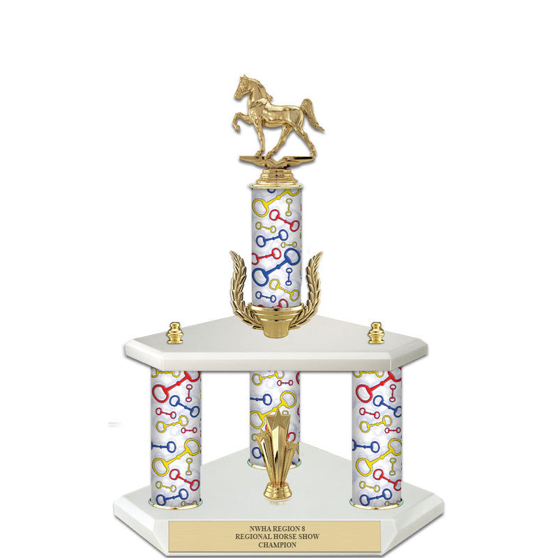 15" White Finished Award Trophy With Wreath And Trim