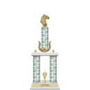 20" Custom 3 Column Trophy with Trim and White Marble Base
