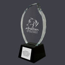 9” Custom Engraved Optical Crystal Faceted Flame W/Engraved Attached Base