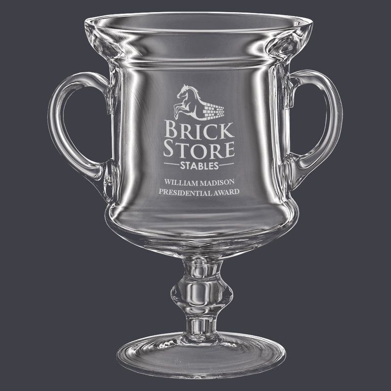 8" Glass Award Trophy With Handles