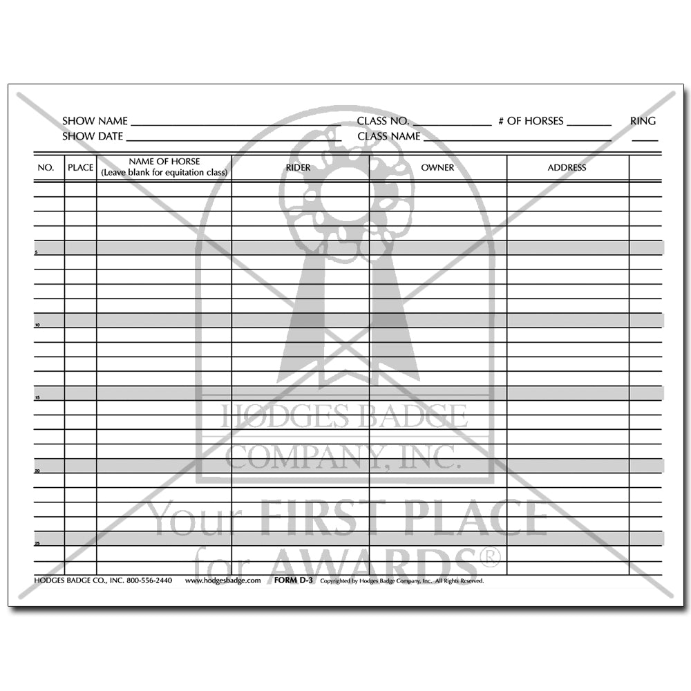 Form D-3 | Horse Forms