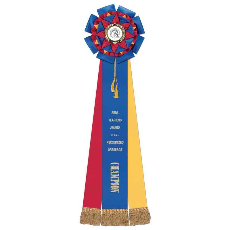 Barnes 3 Rosette Award Ribbon, 8" Top