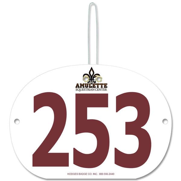 Custom Full Color Large Oval Exhibitor Number With Hook