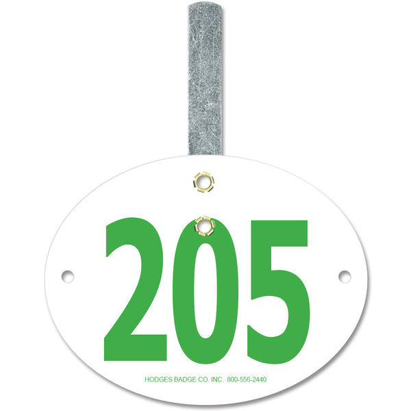 Custom Indurotec<sup>TM</sup> Full Color Oval Exhibitor Number With Hook