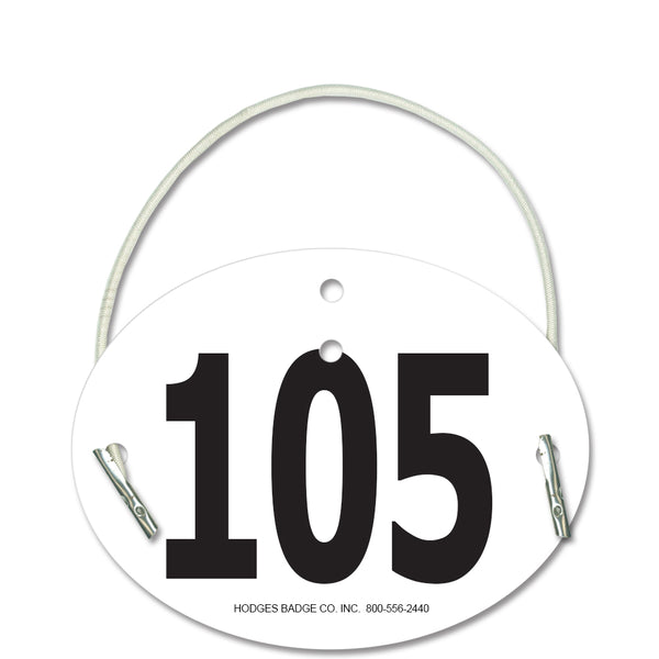 Custom Indurotec<sup>TM</sup> Full Color Oval Exhibitor Number With Elastic