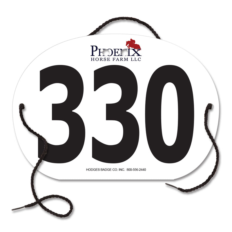 Stall Number Design Indurotec Custom Oval Exhibitor Number w/ String | Hodges