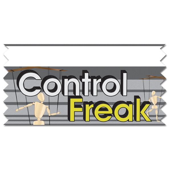 Stock Multicolor Tape Top Control Freak Ice-Breaker Award Ribbon