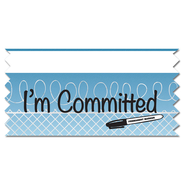 Stock Multicolor Tape Top I'm Committed Ice-Breaker Award Ribbon