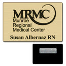 3" X 2" Custom Engraved Gold Ultra Brass Name Badge W/Magnetic Back.