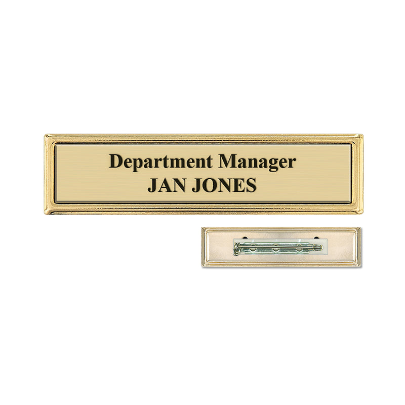 2-5/8" x 1-1/16" Metal Frame Name Badge With Pin