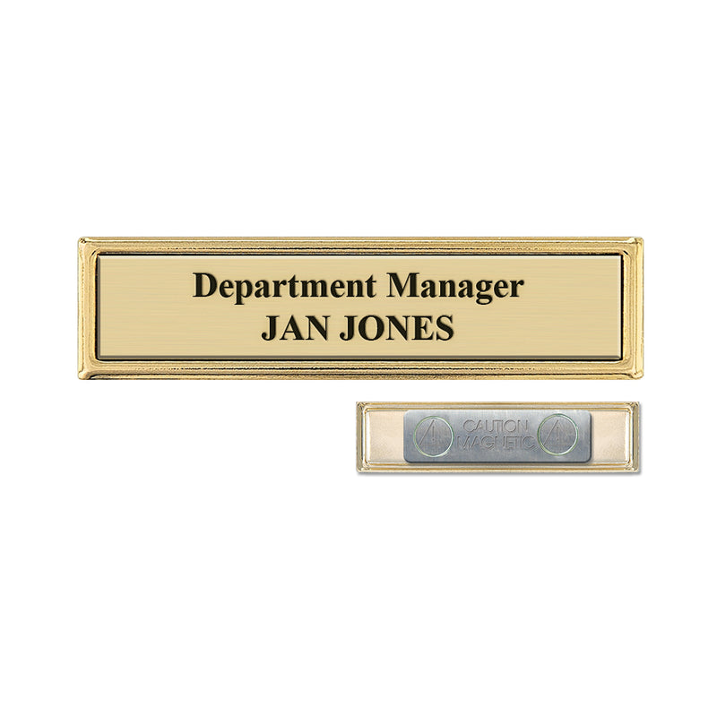 2-5/8" x 1-1/16" Metal Frame Name Badge With Magnet