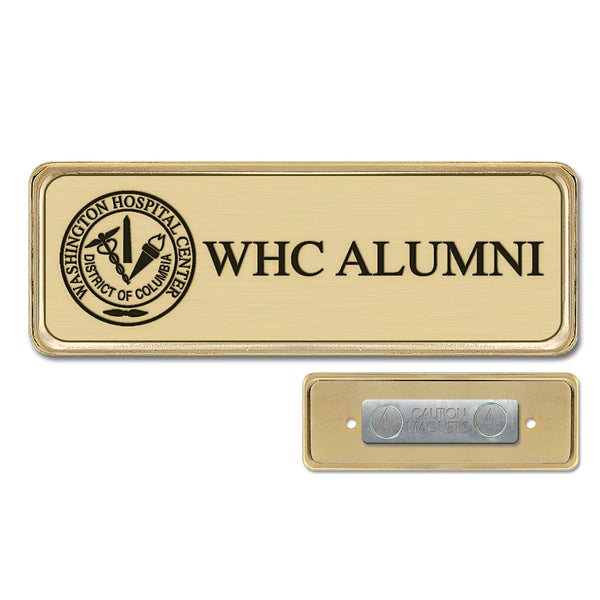 3-1/16" X 1-1/16" Custom Engraved Metal Name Badge With Magnetic Back