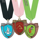 2-3/4" Custom MS14 Mega Shield Award Medals With Satin Neck Ribbon