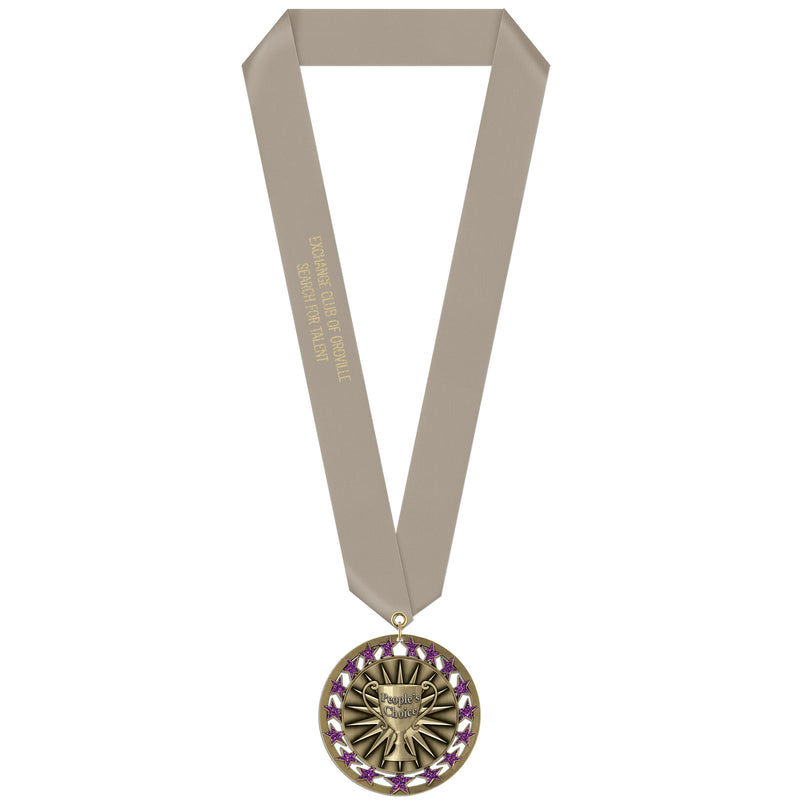 2-3/4" Custom RSG Award Medal With Satin Neck Ribbon