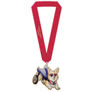 5" Custom Shape Birchwood Medal With Satin Neck Ribbon