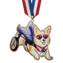 5" Custom Shape Birchwood Medal With Specialty Satin Neck Ribbon