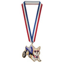 5" Custom Shape Birchwood Medal With Specialty Satin Neck Ribbon