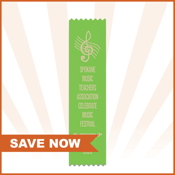 2" x 8" Custom Pinked Top Award Ribbon  - 15% OFF + FREE NEW CUSTOM LOGO/DESIGN - SALE