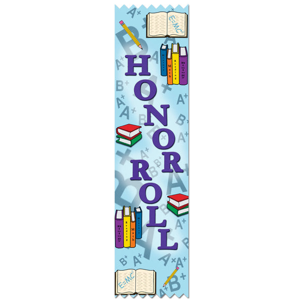 2" X 8" Stock Multicolor Pinked Top Honor Roll Award Ribbon