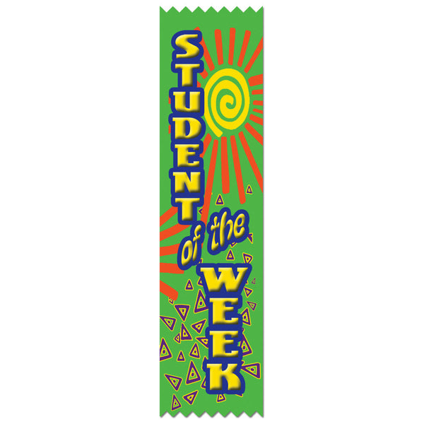 2" X 8" Stock Multicolor Pinked Top Student of the Week Award Ribbon