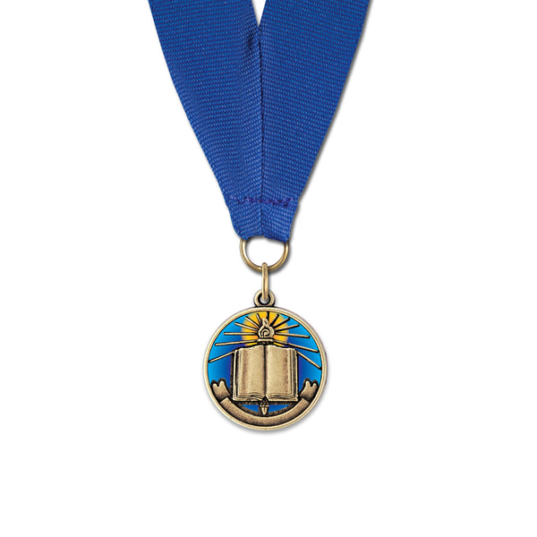 1-1/8" Custom CXC Color Fill Award Medal With Grosgrain Neck Ribbon