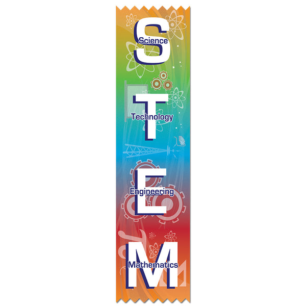 2" X 8" Stock Multicolor Pinked Top STEM Award Ribbon