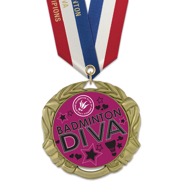 2-3/4"  Custom XBX Award Medal w/ Specialty Satin Neck Ribbon