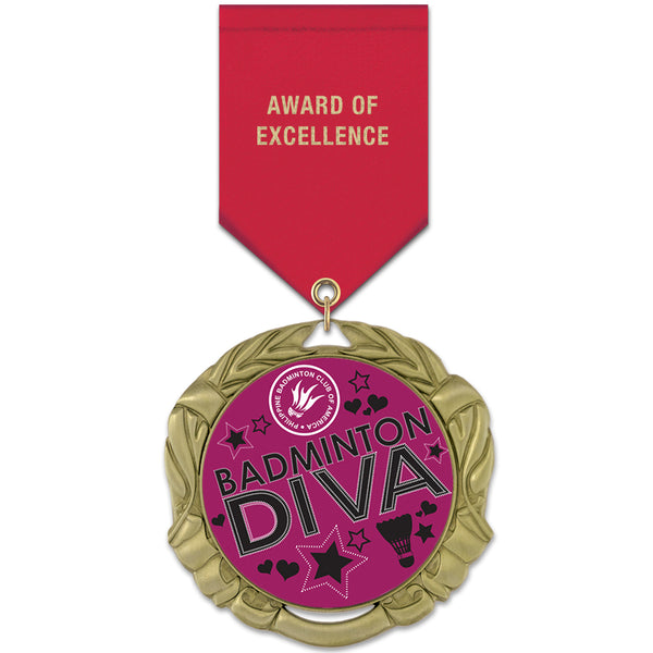 2-3/4" Custom XBX Award Medal With Satin Drape Ribbon