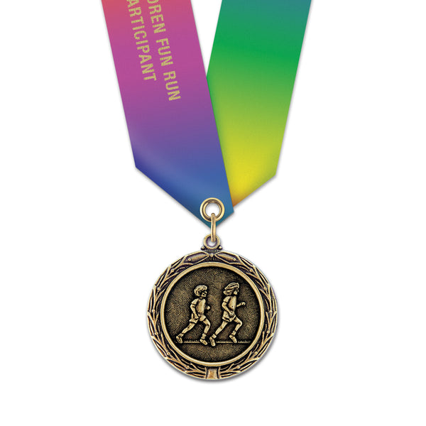 1-1/2" Custom MX Award Medal With Specialty Satin Neck Ribbon