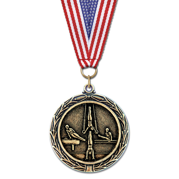 2-1/4" Custom LX Award Medal With Grosgrain Neck Ribbon