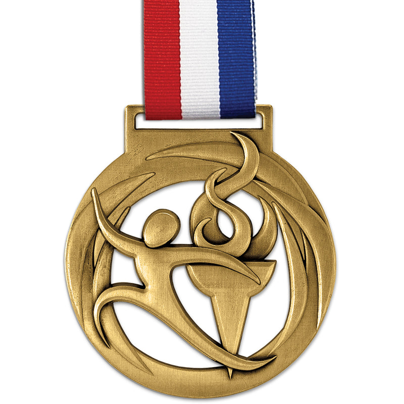 3-1/2" Custom Atlas Award Medal With Grosgrain Neck Ribbon