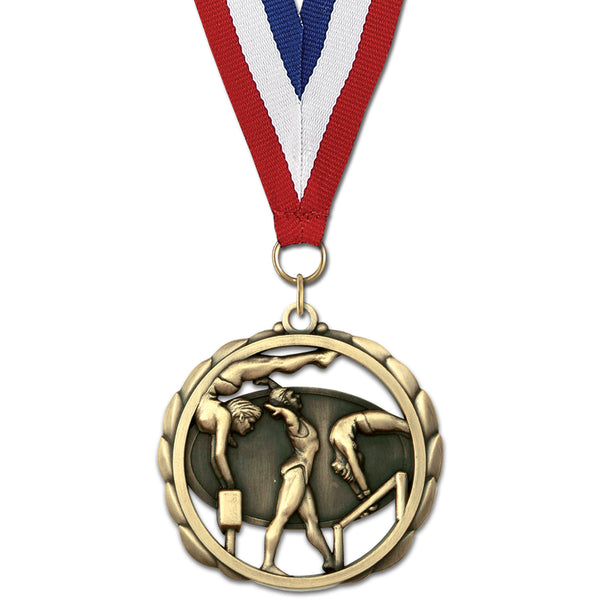 2-3/8" Custom ES Award Medal With Grosgrain Neck Ribbon