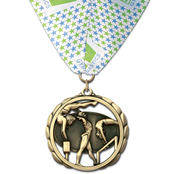 2-3/8" Custom ES Award Medal w/ Custom Millennium Neck Ribbon