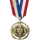 2-3/8" Custom ES Award Medal w/ Specialty Satin Neck Ribbon