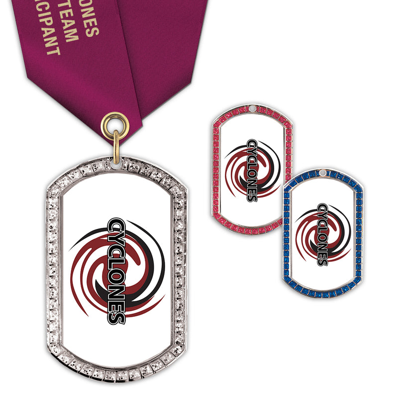 1-3/8" x 2-1/4" Custom GGM Tag Medal With Satin Neck Ribbon