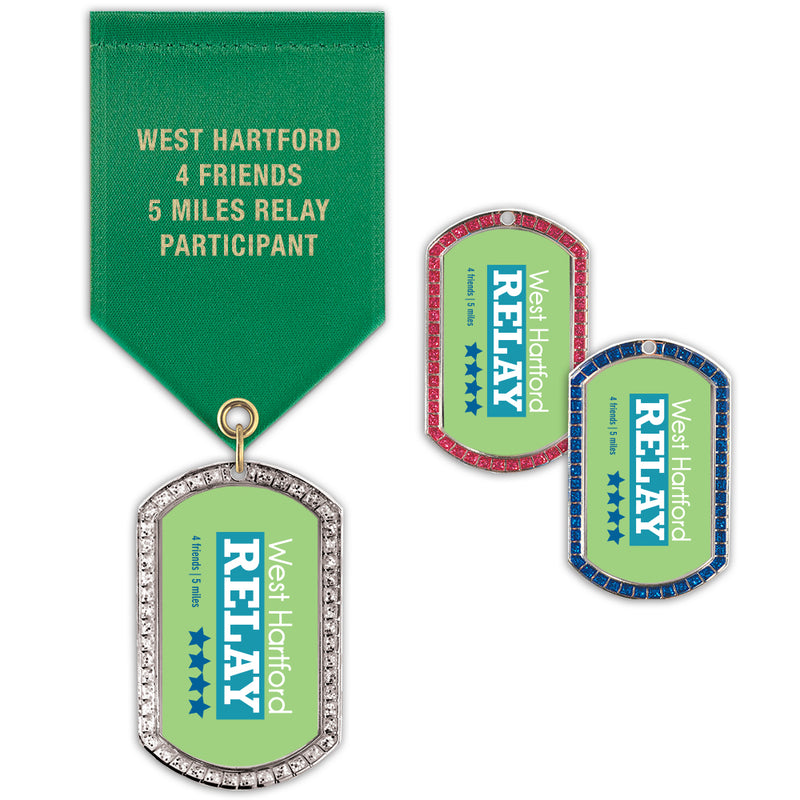 1-3/8" x 2-1/4" Custom GGM Tag Award Medal With Satin Drape