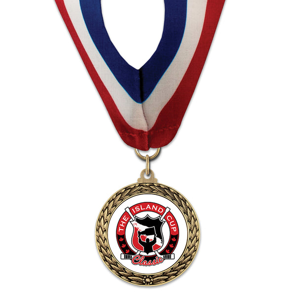 1-3/4" Custom LFL Award Medal With Millennium Neck Ribbon