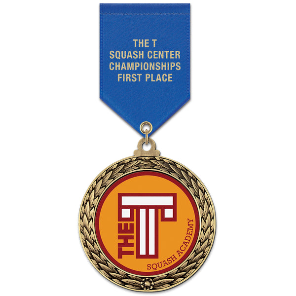 2-5/8" Custom GFL Award Medal With Satin Drape Ribbon