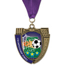 2-3/4" Custom MS Mega Shield Award Medal With Grosgrain Neck Ribbon