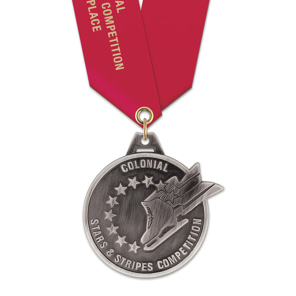 2" HG Custom Award Medal With Satin Neck Ribbon