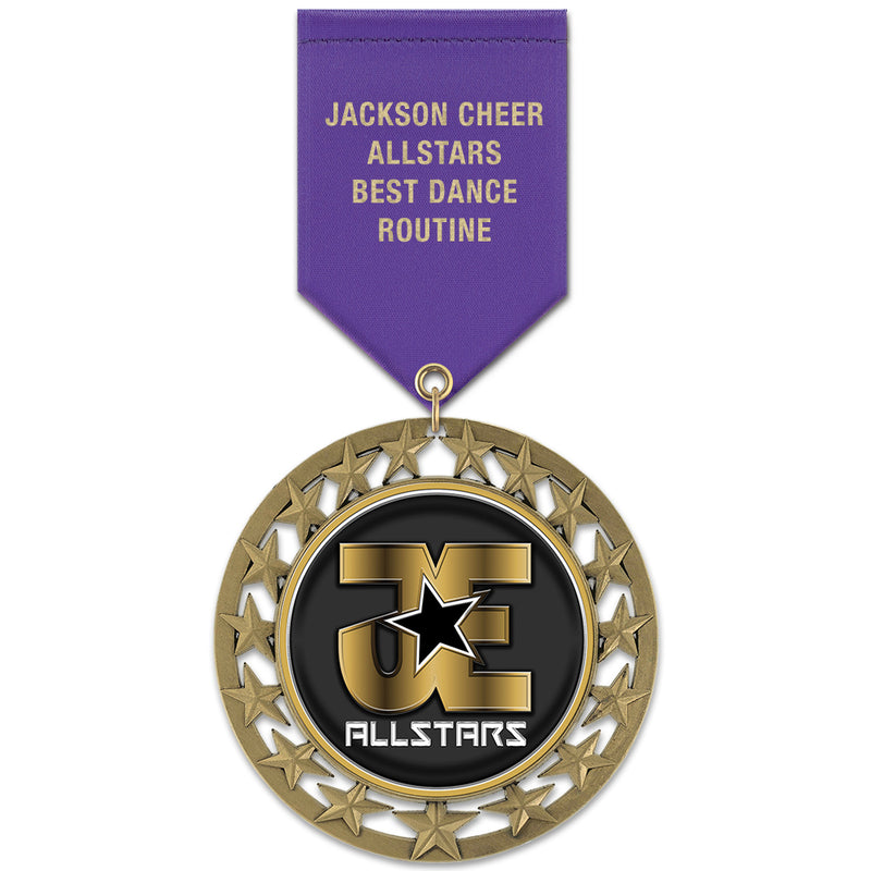 2-3/4" Custom RS14 Award Medal With Satin Drape Ribbon