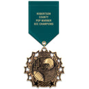 2-1/4" Stock TS Award Medal With Custom Satin Drape Ribbon