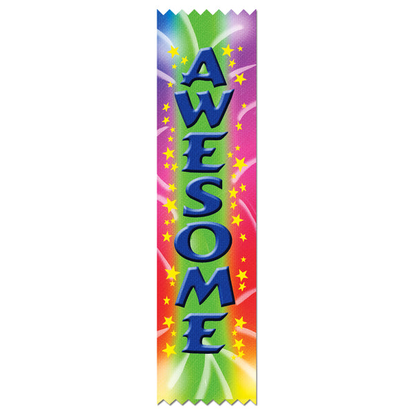 2" X 8" Stock Multicolor Pinked Top Awesome Award Ribbon