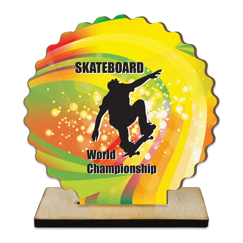 5" Custom Shape Birchwood Award Trophy With Natural Birchwood Base